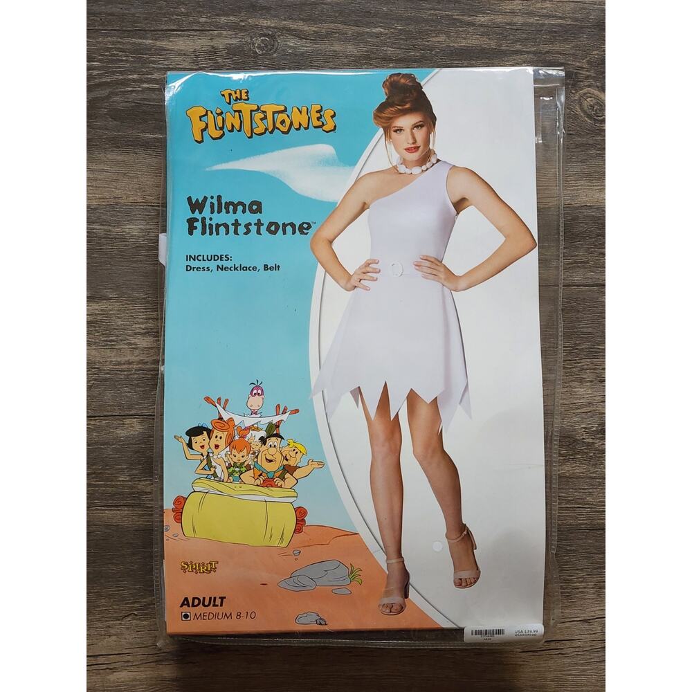 WILMA FLINTSTONE SPIRIT HALLOWEEN COSTUME DRESS & NECKLACE ADULT XL - Picture 9 of 11